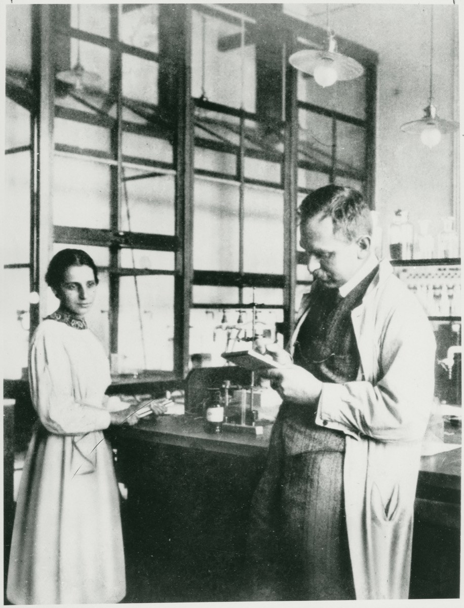 Otto Hahn and Lise Meitner in their laboratory, 1913